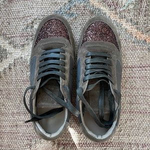 Brunello Cucinelli Glitter Cap Toe Leather Combo Sneakers